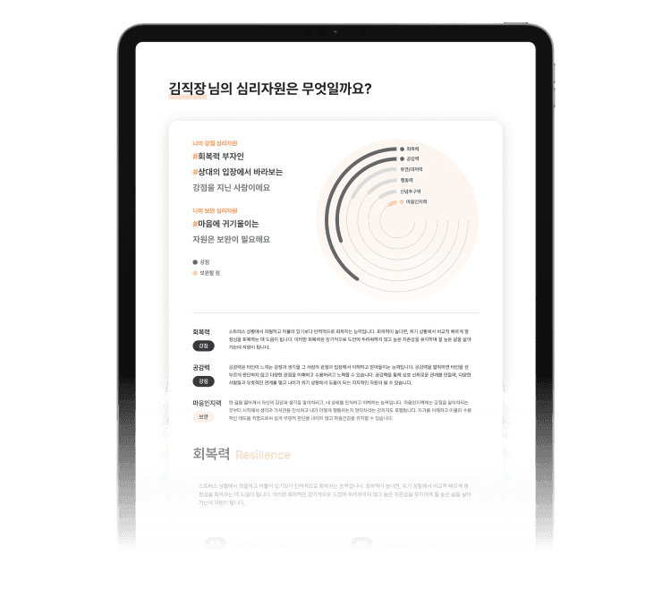 나의 강점과 보완점, 심리자원 파악